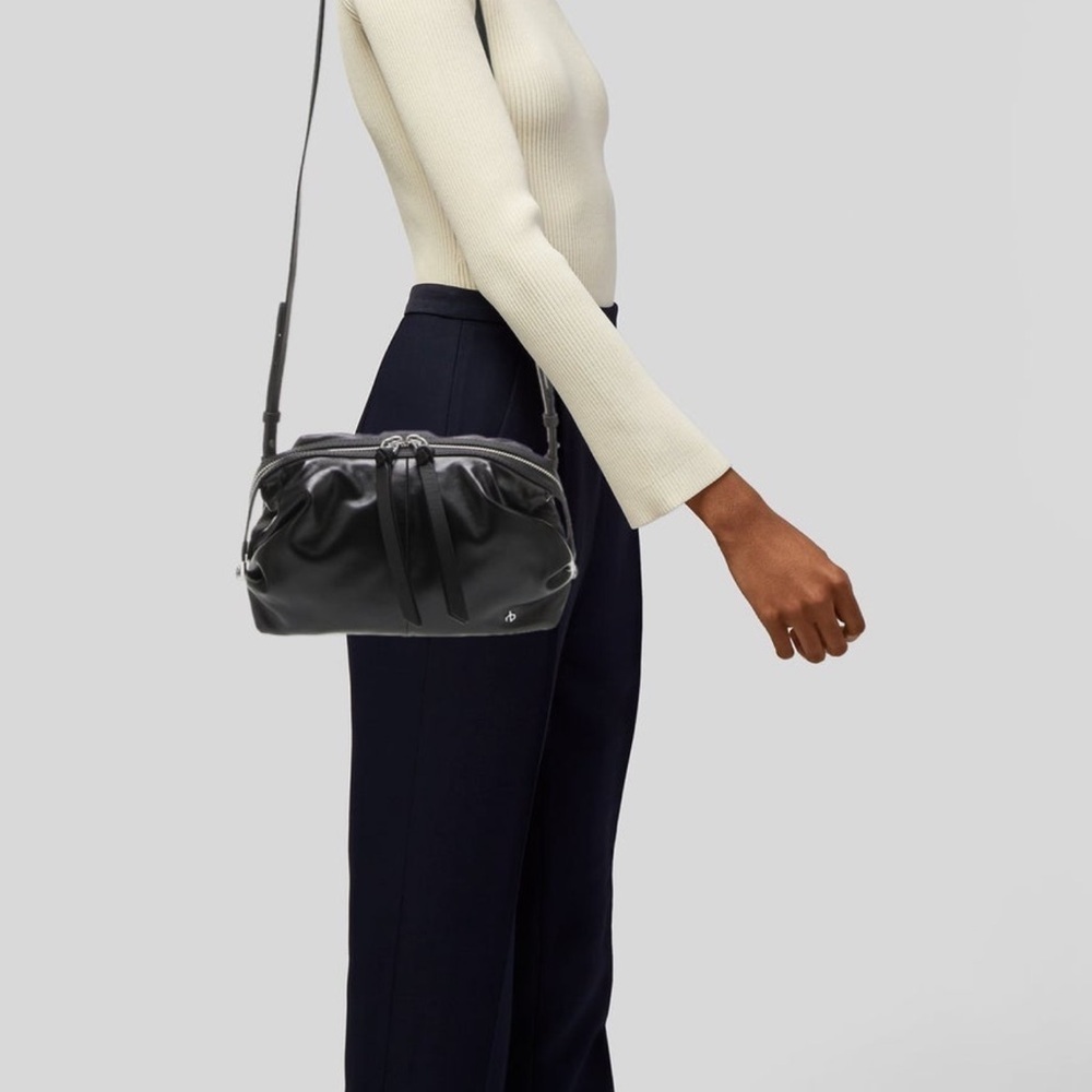 New Rag & Bone Black Leather Top Handle Convertible Crossbody Bag - Picture 2 of 15